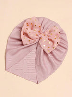 El Regalo 1PC Baby Turban Headband - Soft Nylon Bow with Golden Polka Dots - Newborn to Toddler Headwrap for Baby Girls - Stretchy & Comfortable Fit for 6 Months to 5 Years (Lavender, One Size)