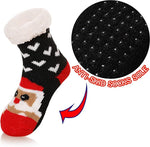 El Regalo 1 Pair Thermal Fluffy Casual Socks For Kids- Girls/Boys - Soft Warm Fleece Lining Knitting Non-Slip Winter Slipper Socks - Christmas Santa, Heart & Giraffe (Red Santa Socks, 3-6 Years)
