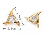 El Regalo Exquisite Triangle Crystal Zircon Earrings- Geometric Hollow Triangle Zircon Stud earrings for Women/Girls (Gold)