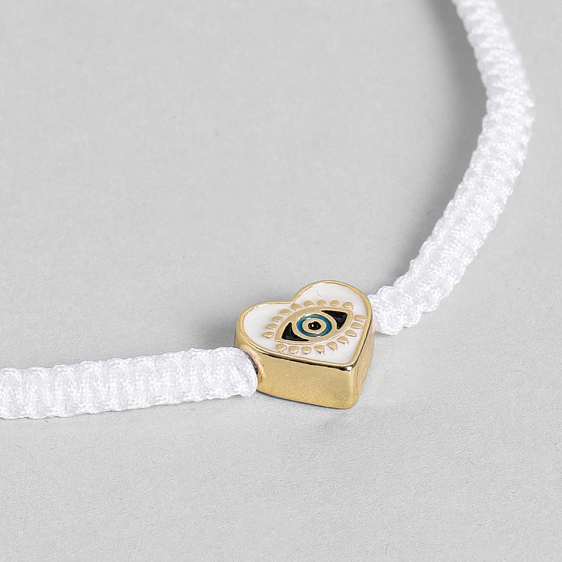 El Regalo 1 PC Heart Evil Eye Nazaria Rakhi for Brother- 1 PC Rakhi, Shagun Pack & Rakhi Message Card in Gift Box - Rakhi for Bhai/Bhabhi/Bhatija/Bhatiji (White Heart Evil Eye)