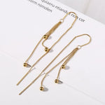 El Regalo Modern Sui Dhaga Threader Earrings for Women - Minimalist Long Pull Through Chain Earrings - Light Dangle Needle Threaders for Multiple Piercings, Sensitive Ears (Triple Bead Drip)