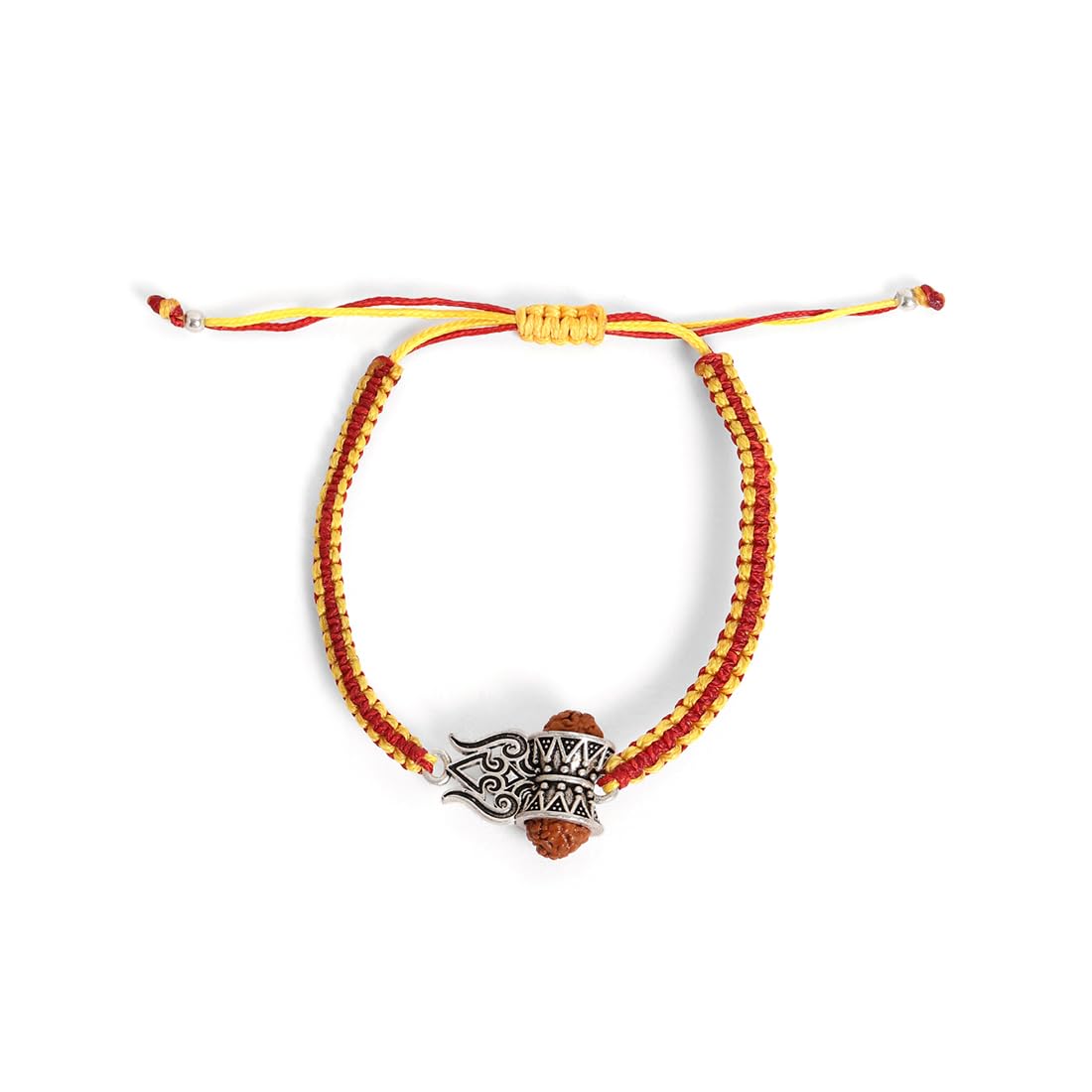 El Regalo 1PC Rudraksha Trident Rakhi for Brother with Roli Chawal, Message Card in Gift Box- OM, Trishul, Damru Rudraksha Rakhi for Bhai/Brother (Trident)
