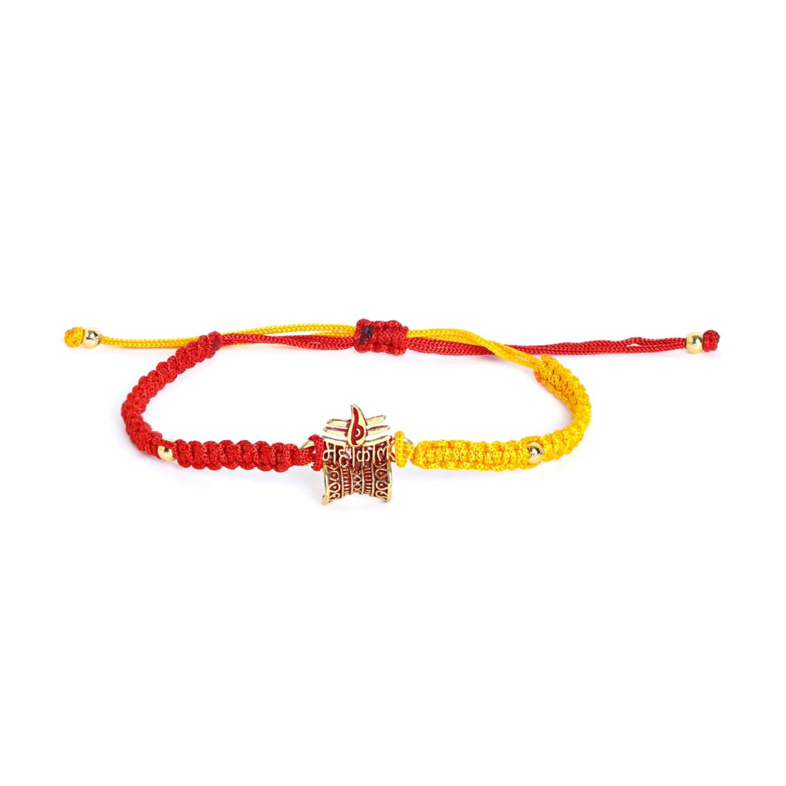 El Regalo 2PCs Red & Yellow Thread Bracelet Rakhi Combo Set for Brother- Auspicious OM, Ganesha, Shree, Trident, Damroo Mauli Rakhi with Roli Chawal Shagun, Message Card in Rakhi Gift Box (Option-1)