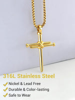 PIYIZ Nail Cross Necklace Stainless Steel Box Chain 22 Inch Cross Pendant Necklaces for Men Women, Silver Black Gold Color, Medium, Stainless Steel, No Gemstone