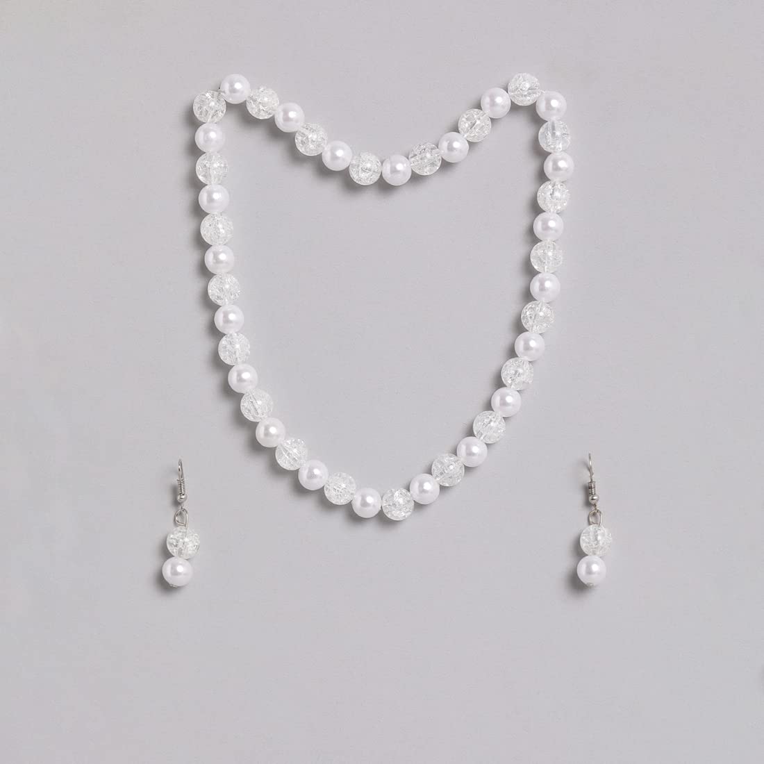 El Regalo Kids Girls Princess Jewelry Set - White Bead Necklace, Bracelet & Earrings for Girls
