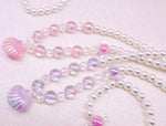 El Regalo 1 Pair Girls Kids Shiny Pearl Shell Princess Necklace & Bracelet Sets- Acrylic Shell Beads Oyster Pearl Princess Necklace Bracelet Jewelry Set for Girls Kids (Purple)