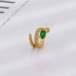 El Regalo 1Pair Vintage Green Crystal Snake Ear Cuff Earrings | CZ Emerald Snake Cartilage Cuff Earrings | Gold Snake Wrap Earrings | Non-Pierced Clip-On Huggie Ear Cuff for Women