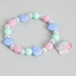 El Regalo 2 PCs Kids Girls Colorful Necklace & Bracelet Jewelry Sets - Kids Candy Color Mermaid Pearl Shells Necklace & Bracelets Sets for Girls Kids & Toddlers (Mermaid Shell Jewelry Set)