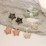 El Regalo Stainless Steel Star Stud Earrings for Girls & Women | Anti-Tarnish Gold Plated Cute Star Shape Enamel Contenporary Fashion Studs Earrings (Vanilla White)