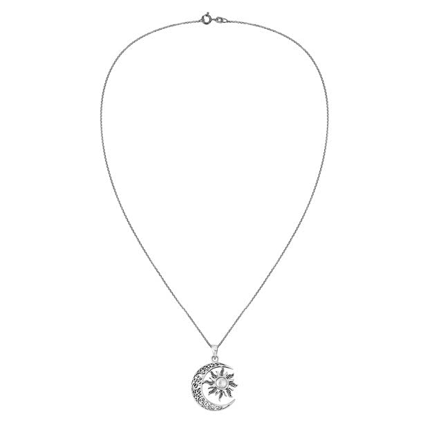 El Regalo Sun Crescent Moon Necklace- Vintage Gothic Sun Moon Pendant Neckalce for Women Girls Statement Jewelry Gifts (Crescent Moon Sun with Chain)