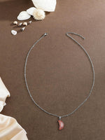 El Regalo Beautiful Agate Crescent Moon Pendant Necklace with Stainless Steel Chain for Girls & Women (Peachy Pink Moon)