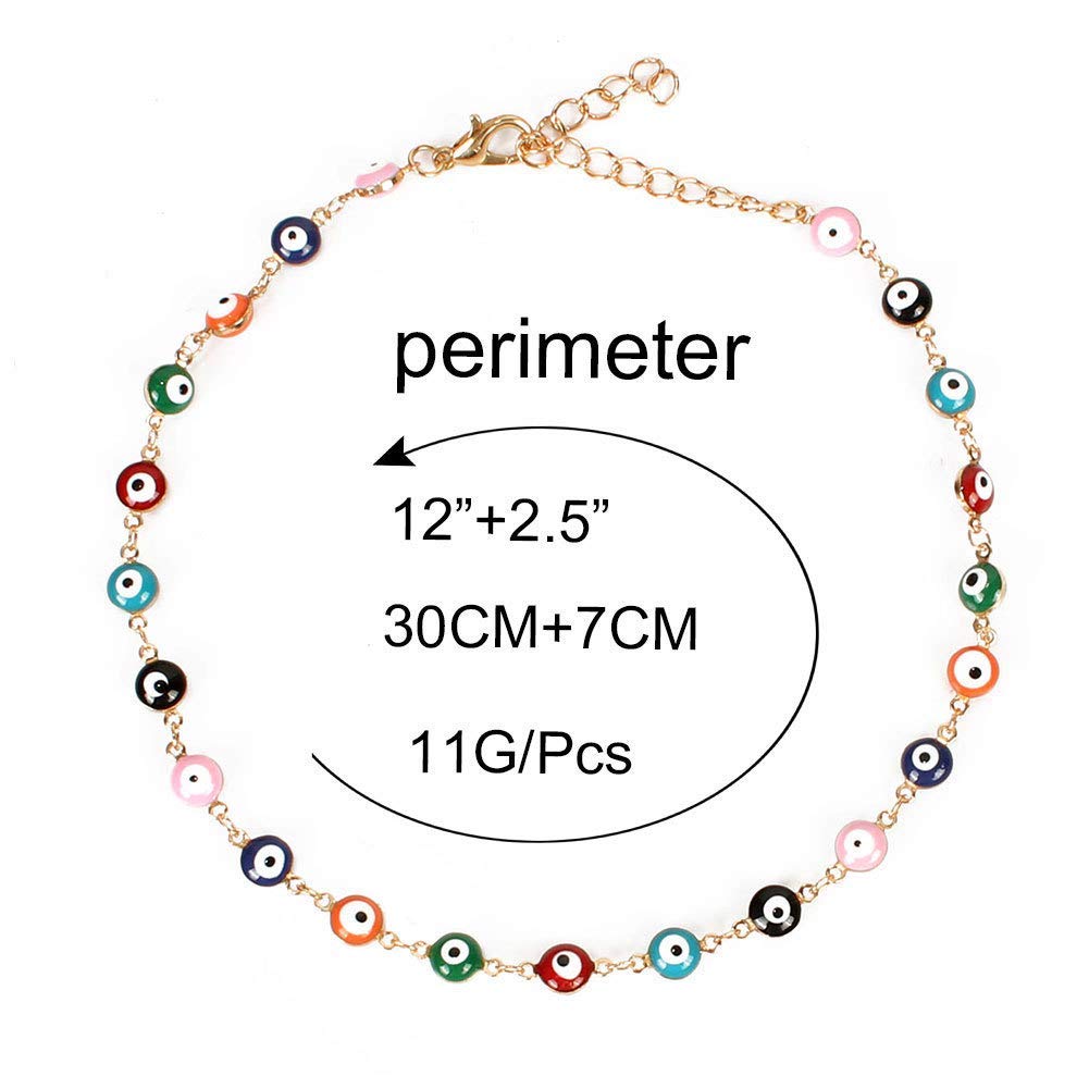 El Regalo Evil Eye Choker Necklace - Enameled Fashion Evil Eye Choker Necklace for Teen Girls & Women (Round Evil Eye Multi Color)
