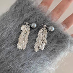 El Regalo Women's & Girl's Elegant Grey Iridescent Pearl Fringe Earrings - 2 Ways Wheat Fringed Ear Jacket Earrings, Lightweight, Versatile Design for Sophisticated Style