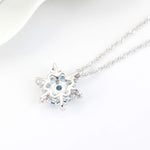 El Regalo Small Snowflakes Inlaid Rhinestones Crystal Pendant Necklace for Girls & Women (Light Blue)