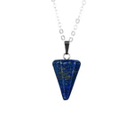 El Regalo 1PC Natural Stones Pointed Pendulum Unisex Pendant Necklace- Natural Healing Stones Peandant Chain Necklaces- Reiki healing/Feng shui (Lapis)
