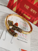 El Regalo Men's Trident Rudraksha Rakhi for Brother - Rudraksha Bracelet Combo with, Message Card in gift Box for Brother/Bhai
