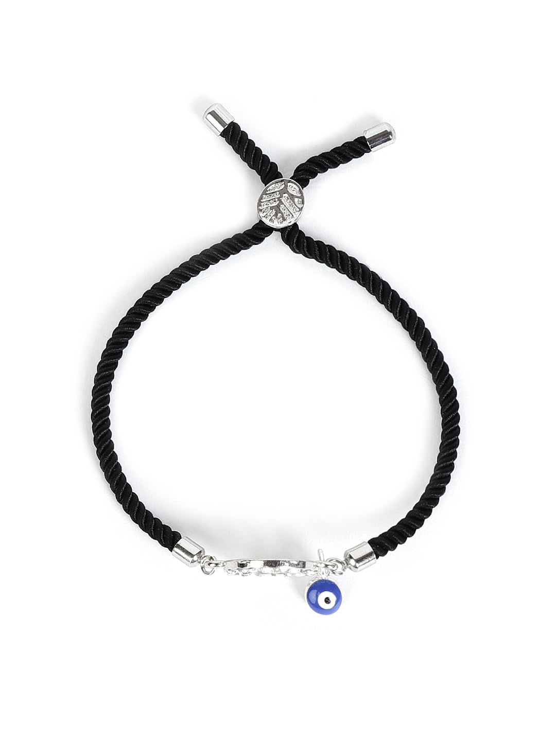 El Regalo Name Initials Evil Eye Bracelet Rakhi for Brother- Name Letter CZ Rakhi with Roli Chawal, Message Card in Rakshabandhan Box for Bhai (Black-O)