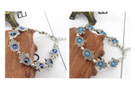 El Regalo Evil Eye Hamsa Hand Turquoise Green Beads Bracelet for Girls & Women- Antique Finish Hamsa Hand Sleek Bracelet (1 Blue + 1 Green beads)