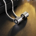 El Regalo Stainless Steel Gym Fitness Dumbbell Pendant Necklace for Boys/Men- Go Fit Motivational Fitness Sports Jewelry for Gym Lovers (Silver)