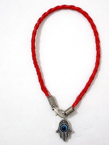 El Regalo 10 PCs Evil Eye Hamsa Hand Red Rakhi Combo - Evil Eye Rakhi Set for Brother with Roli Chawal - 10 Lucky Kabbalah Blue Turkish Evil Eye Rakhi for Bhaiya/Bhai/Brother/Nephew
