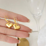 El Regalo Stainless Steel Heart Hoop Earrings- Waterproof/Anti-Tarnish Vintage Love Drop Huggie Hoop Earrings for All Day Wear (Gold-Hook)