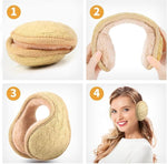 El Regalo 1PC Unisex Warm Knit Earmuffs- Winter Outdoor Fur Earwarmer, Foldable, Adjustable Wrap Ear Warmer for Girls/Boys/Men/Women (Peach Knitted)