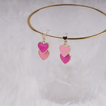 El Regalo 1 Pair Double Love Heart Drop Earrings- Valentine's Day Gift- Two Tone Oil Drop Heart Dangle Earrings for Girls & Women (Pink + Rose Pink)