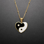 El Regalo 2 PCs Yin Yang Pendant Necklaces- Enamel Yin Yang Heart Flower Colorful Necklaces for Best Friends/Couple/Besties (Set-3)