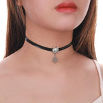 El Regalo Elegant Pendant Choker Necklace for Girls & Women- Stylish CZ Heart, Pearl, Cat, Bee & Flower Pendant Necklace (CZ Cat Snowflake)