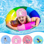 El Regalo 2 PCs Kids Swimming Caps Set- Silicone Swimming Hat for Girls Boys Waterproof Bathing Caps for Long & Short Hair with Unicorn, Astronaut, Heart, Fairy Mermaid (Unicorn & Fairy Mermaid)