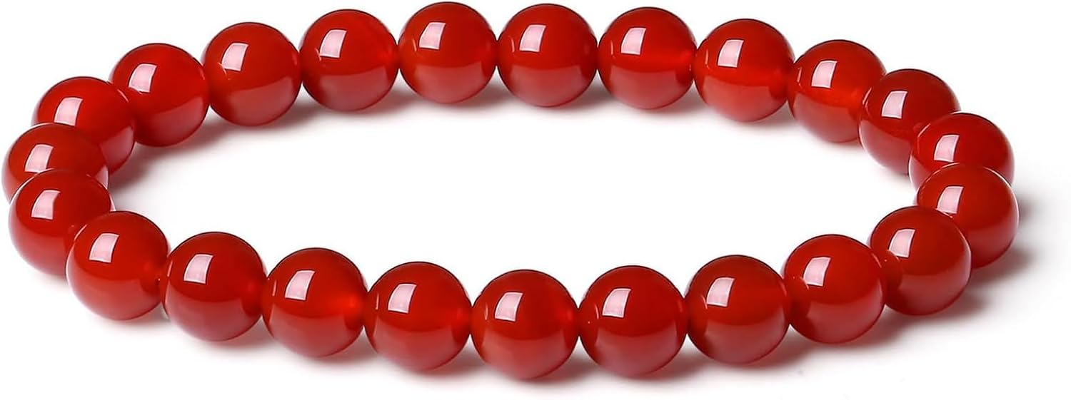 El Regalo 2PCs Natural Crystals Butterfly Bracelets Set- Real Crystals Healing Stones Bracelet Combo for Women (Red Agate)