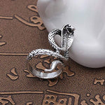 El Regalo Retro Long Spiral Snake Serpent Antique Opening Unisex Finger Rings/Steampunk Snake Ring For Men & Women (Silver) - Adjustable