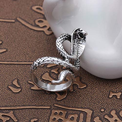 El Regalo Retro Long Spiral Snake Serpent Antique Opening Unisex Finger Rings/Steampunk Snake Ring For Men & Women (Silver) - Adjustable
