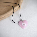 El Regalo 1 PC Big Pink Evil Eye Pendant Necklace for Girls & Women - Turkish Evil Eye Big Leather Rope Necklace (Heart Evil Eye)