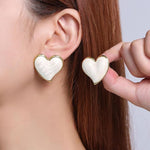 El Regalo 1Pair Stainless Steel Anti-Tarnish Pink Enamel Earrings for Girls & Women | Trendy & Cute Leaf, Bow, Ribbon, Strawberry & Butterfly Stud Earrings (Big Heart)