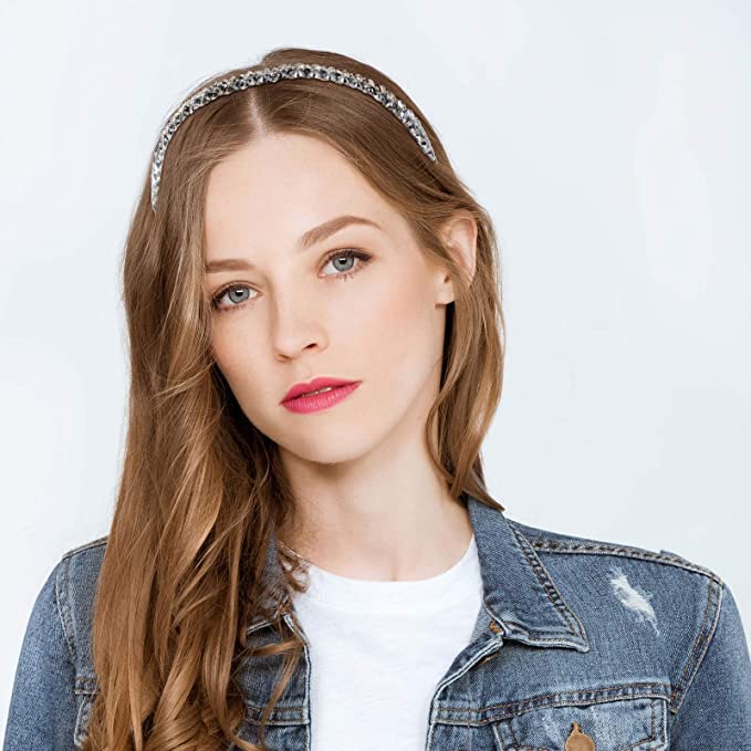 El Regalo 4 Pieces Crystal Rhinestone Headbands Shiny Non-Slip Beaded Hairband Hair Bands Hair Accessories Hair Decoration for Women Girls (Option-1)