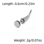 El Regalo 2Pcs Punk Stainless Steel Ear Stud Earrings for Boys/Men- Horn Style Spike Men's Cool Gothic Hippie Earrings (1 Black & 1 Silver)