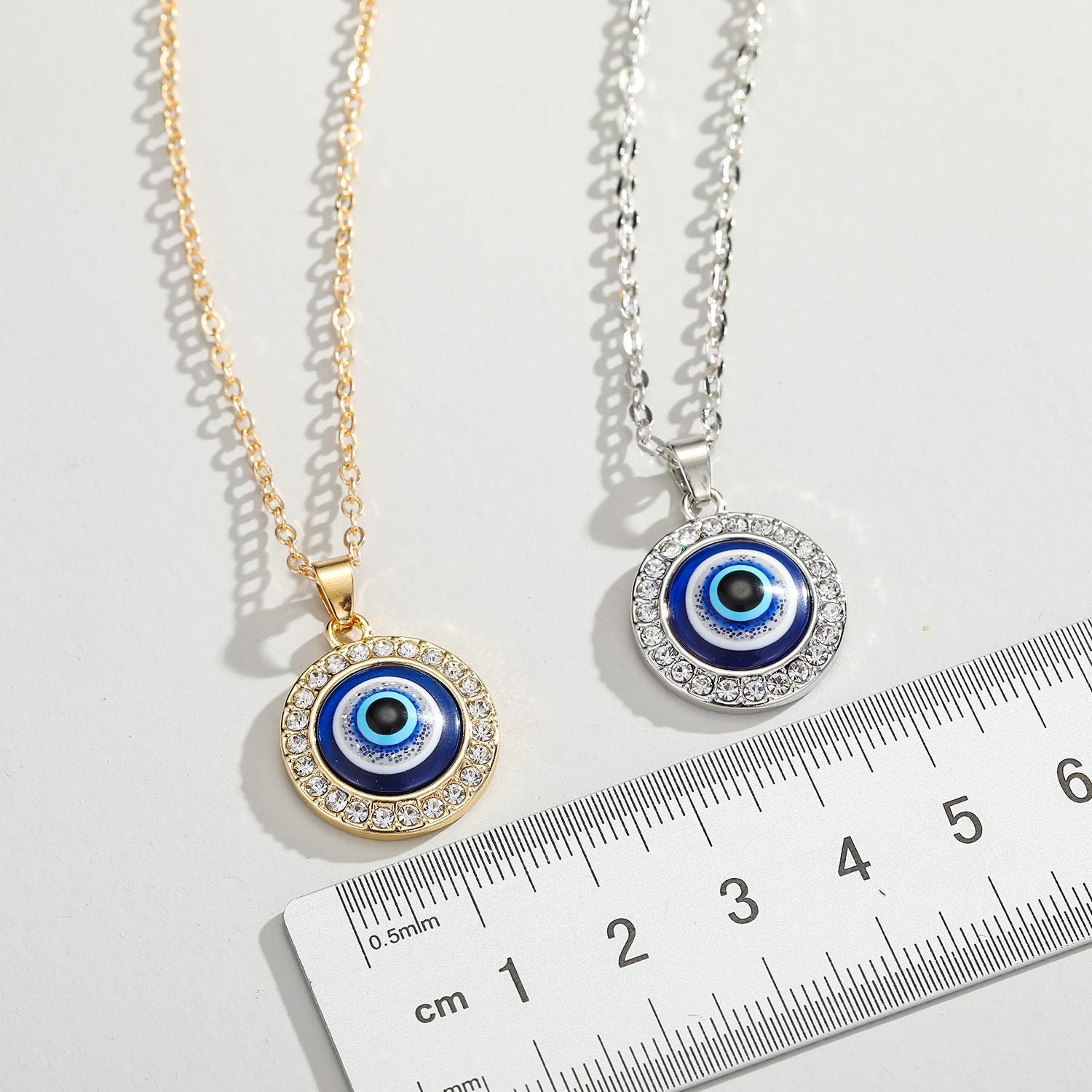 El Regalo Evil Eye Pendant Necklace for Girls & Women | Evil Eye Necklace Third Blue Eyes Amulet Protection Pendant for Girls & Women (Silver)