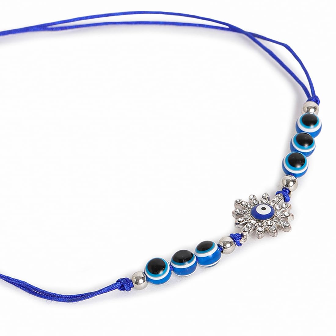 El Regalo 1PC Evil Eye Rakhi for Bhai/Bhabhi/Bhai/Bhatija/Bhatiji- Fancy Evil Eye Rakhi with Roli Chanwal, Rakhi Card in Rakhi Gift Box (Option-5)