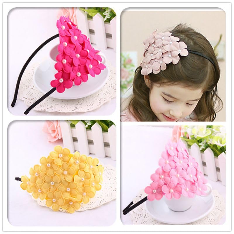 El Regalo Flower Crown Fancy Hairband/Headbands for Girls Kids - Board Flower Pearls Hair Accessories for Kids (Yellow Flowers)