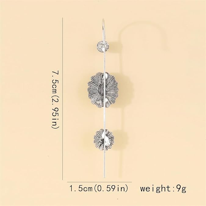 El Regalo 2PCs Turquoise Ear Wrap Crawler Hook Stud Earrings for Women Girls- Long Bar Piercing Ear Cuffs Boho/Bohemian Statement Earrings (Style-2)