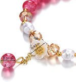 El Regalo Daisy Flower Bracelets- 1PC Crackled Crystal Beads Tassel Flower Charms Bracelet for Girls & Women (Pink)