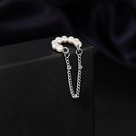 El Regalo Pearl Ear Cuffs Earrings for Girls/Women- Non Piercing Cartilage Cuff Wrap Clip on Earrings Pearl Tassel Chain Earrings (Silver)