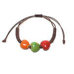 El Regalo Love Heart Ceramic Bracelet, Flower-Glazed Beaded Bracelet for Girls & Women - Adjustable Hearts Bracelet