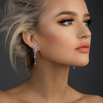 El Regalo 925 Silver Plated Dainty Flowers Threader Detachable Tassel Chain Leaves Wrap Earrings Crawler for Girls & Women