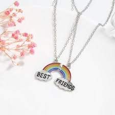 El Regalo Unisex Rainbow 2 PCs Best Friend Pendant Necklace for Besties | Gift for Friends/Siblings/Couples