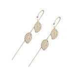 El Regalo 1 Pair Fancy Western Ear Wrap Needle Ear Crawler Earrings - Inlaid Zircon, Elegant Ear Cuff Climber Hook Earrings for Women Girls (Stylish 2 Leaves Ear Crawlers)