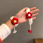 El Regalo 1PC Cute Hand Knitted Unisex Rakhis for Kids/Teens- Adjustable, Soft, Knitted Crochet Rakhis for Babies/Toddlers/Kids/Teens (Knitted Flower Tassel)