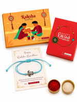 El Regalo Minimalist Lucky Turtle Adjustable Bracelet Rakhi for Brother- Blue
