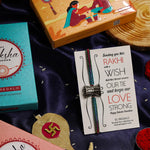 El Regalo Auspicious Shiva Damroo Mauli Thread Rakhi for Brother- Antique Damru Rakhi with Roli Chawal Shagun, Message Card in Rakshabandhan Gift Box (Multi Blue)